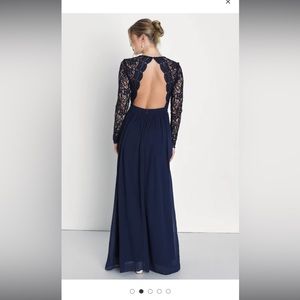 Navy blue lace lulu maxi open back dress NWT!!!